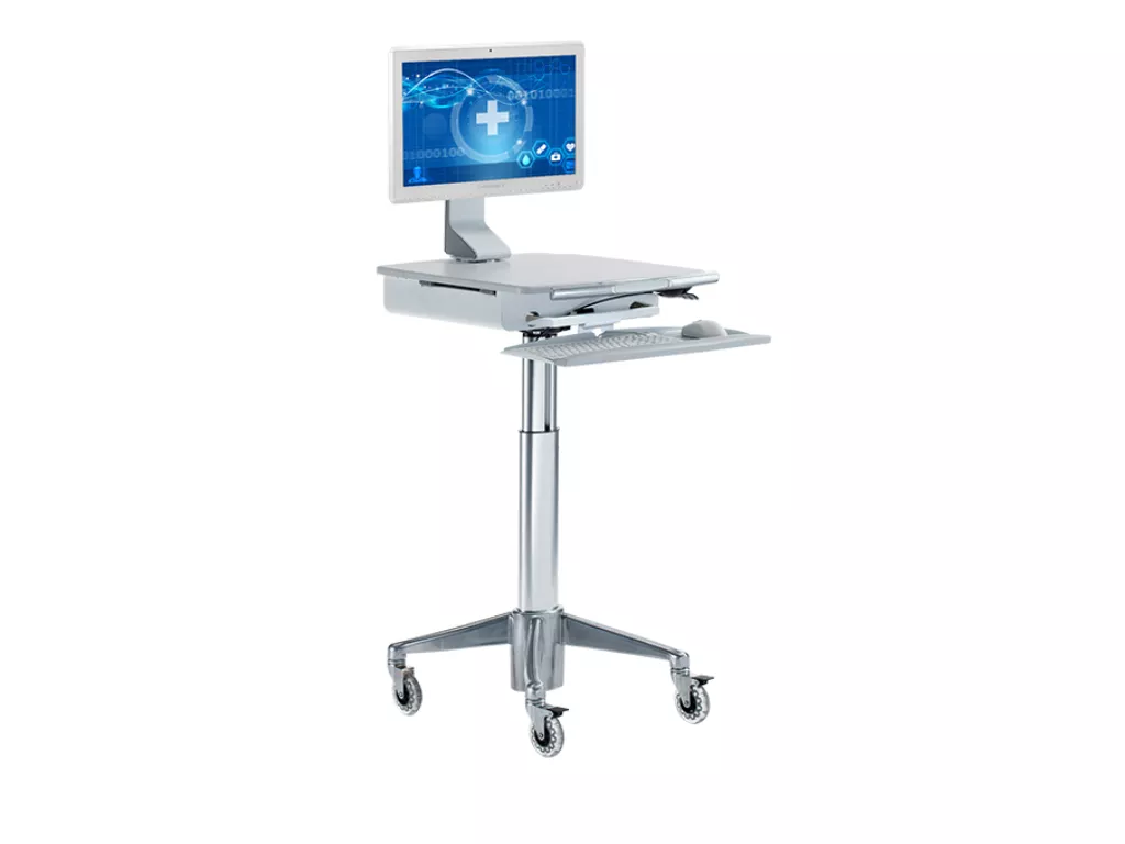 Ergonomic All In One PC Hospital Cart Full View 2