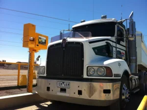 truck at mining checkpoint