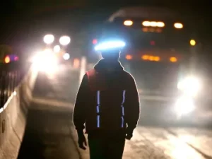 worker with halo light on hard hat